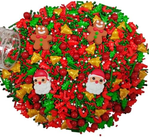 Christmas Santa Claus Sprinkles for Cake Decorating Gingerbread Man Sprinkles Red Green Sugar Sprinkle for Cake Decorations Cupcake Toppers Baking Cookie Decorating Ice Cream Celebrations