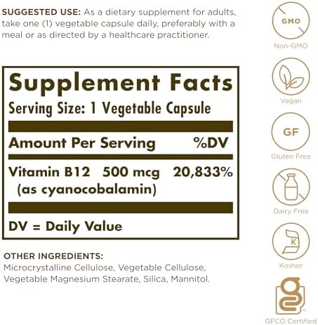 Vitamin B-12 500mcg Solgar 100 Caps