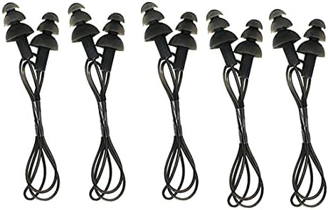 CTKcom 5 Pcs Silicone Gel Soft Earplug Corded String Ear Plugs for Swimming,Pack of 5,Black