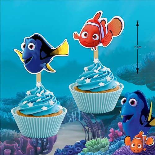 "Findng Nmo Cupcake Topper | Ocean Theme Party Decor | Underwater Birthday Celebration | Fun Cake & Cupcake Decorations | Perfect for Sea-Themed Events"