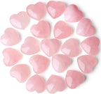 20 PCS Rose Quartz Heart Crystals Natural Crystal Polished Healing Cute Mini Pocket Stones Palm Thumb Love Gemstones Set Bulk Wholesale Reiki Energy Balancing Meditation Pink Heart Gifts for Mother Anniversary Gifts for Women