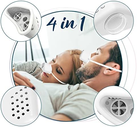 4 in1 Anti Snoring Device with Gentle Moisturizing Mist,Wearable Nose Snoring Aid with Adjustable Airflow,Drug-Free Night Breathing Support for Dry Air (Black, m)