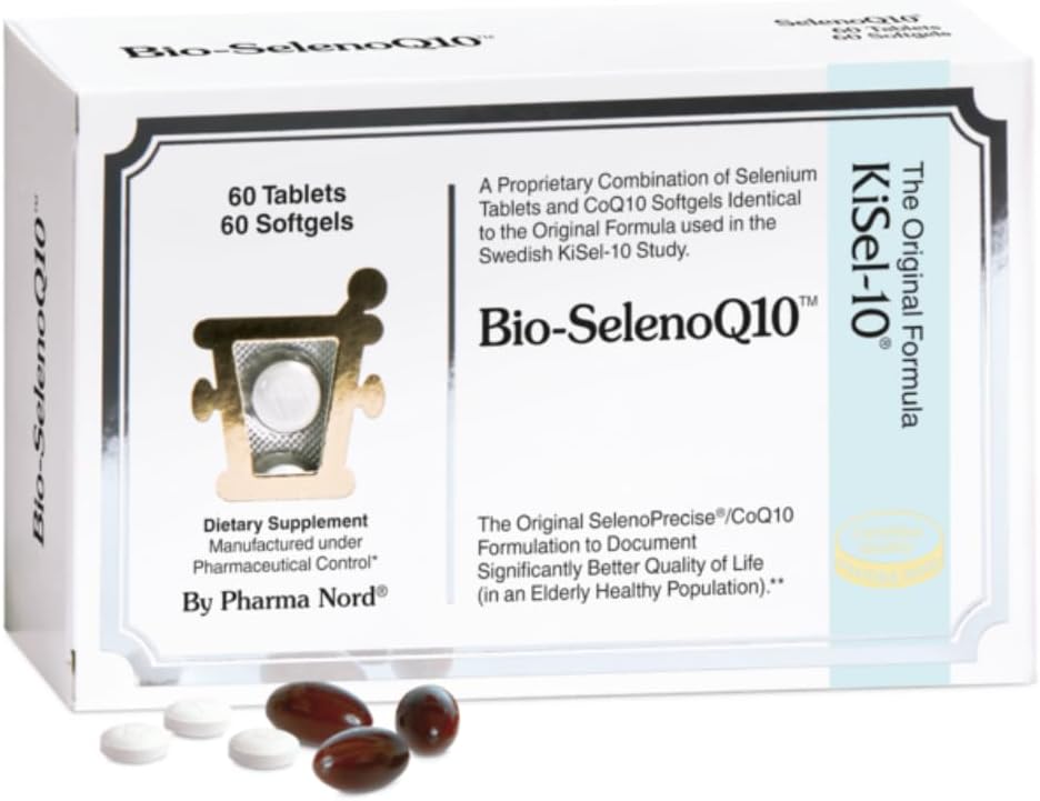 Pharma Nord Bio-SelenoQ10 Anti-Aging Supplement – 100 mg CoQ10 & 100 mcg Selenium, Supports Longevity, Cellular Aging & Heart Health, Research Backed Combo, 60 Softgels & 60 Tablets