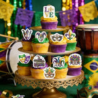 52PCS Edible Mask Cupcake Toppers Wafer Paper Love Masquerade Masks Cupcake Picks for Party Baby Shower Birthday Party Cake Decorations Supplies