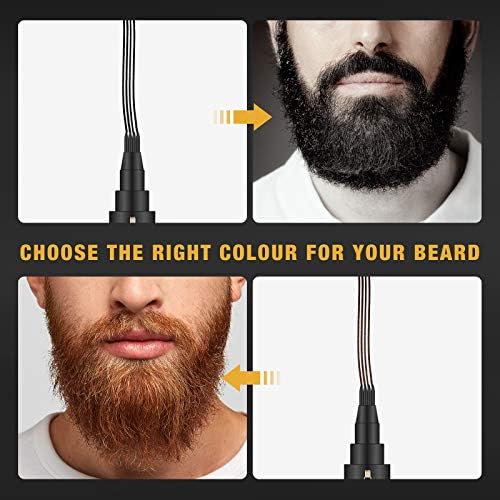 Beard Pencil Filler For Men, 4 Tip Facial Hair Pen Kit With Brush - Mustache Repair & Shaping Tool, Enhances Hair (BROWN)