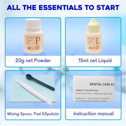 Dental Tooth Repair Kit with Zinc Oxide Eugenol Dental Cement, Temporary Filling Chips for Chipped Teeth, Loose Crowns, Cavities & Minor Tooth Repairs, Temporary Teeth Fix