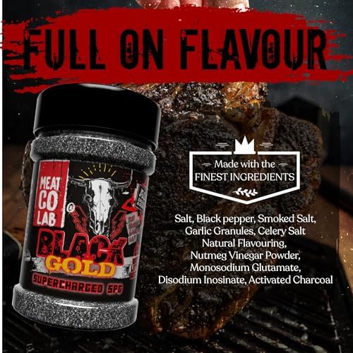 Angus & Oink | Black Gold Supercharged SPG BBQ Rub | Insane Beef Flavour & Umami Boost | Gluten-Free | Perfect for Grilling & Smoking | 250g