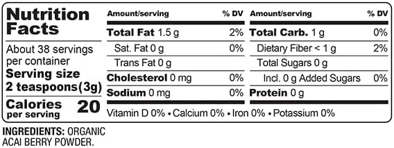 BareOrganics Acai Berry Powder, Superfood Powder, Organic Dietary Supplement, 4 Ounces