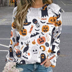 domirica Sweatshirt for Women Halloween Print Fashion Comfy Fall Oversized Outfits Crewneck Lightweight Cotton Shirts