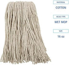 Boardwalk Premium Cut-End Wet Mop Heads, Cotton, 16oz, White, 12/Carton