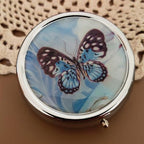 Designer Pill Box by Houder - Decorative Pill Case with Gift Box - Carry Your Meds in Style (Blue Butterfly)