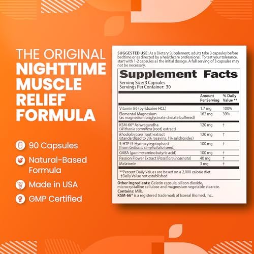 SaltWrap Mag R&R - Nighttime Muscle Cramps Support, Natural Sleep Support for Adults with Magnesium Glycinate for Muscle Spasm and Leg Cramps Relief, 90 Capsules