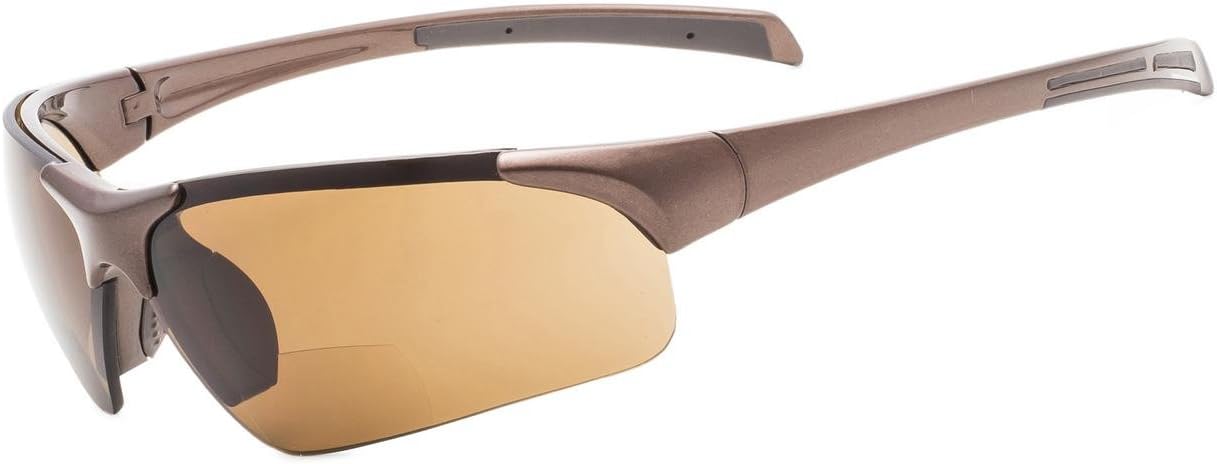 Eyekepper TR90 Unbreakable Sports Half-Rimless Bifocal Sunglasses Baseball Running Fishing Driving Golf Softball Hiking