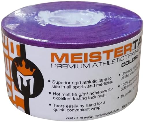 Meister 15Yd x 1.5" Premium Athletic Trainer's Tape for Sports and Medical (50% Longer) - Purple - 1 Roll