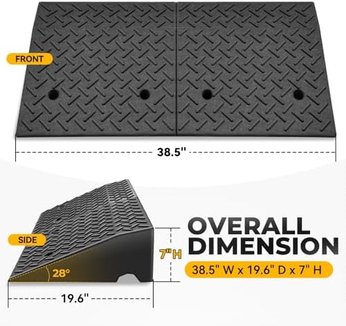 Auto Dynasty Rubber Curb Ramps, 7" Lift Height Curbside Ramp, 4400 LBS/2T Capacity Sidewalk Curb Ramp for Cars Trucks Bikes Motorcycles Wheelchairs, 1 Pack