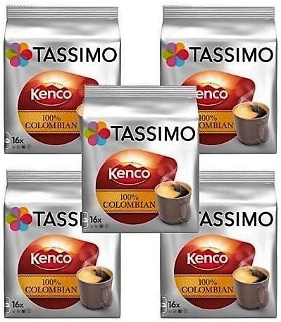 TASSIMO Kenco Colombian 16 T Discs (Pack of 5, Total 80 T Discs)