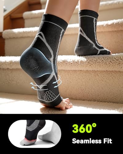 3 Pairs Ankle Brace for Women & Men,[Upgraded Ultra Breathable] Plantar Fasciitis Socks,Ankle Compression Sleeve for Achilles Tendonitis Relief, Heel Pain,Foot Pain and Swelling in Ankle Support (L)