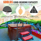 VEVOR Hot Tub Handrail, 360 Rotatable Spa Side Handrail with 48"-63" Adjustable Height, Rust-Proof Aluminum Spa Hot Tub Hand Rail with Slide-Under Mount Base for Indoor & Outdoor, 600LBS Capacity
