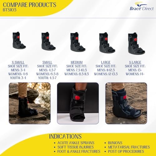 Brace Direct Air CAM Walker Boot for Foot and Ankle Fractures Sprains and Post Surgical Recovery - Lightweight Short Orthopedic Boot (US SHOE: Men 11-12.5 Women 12-13.5)