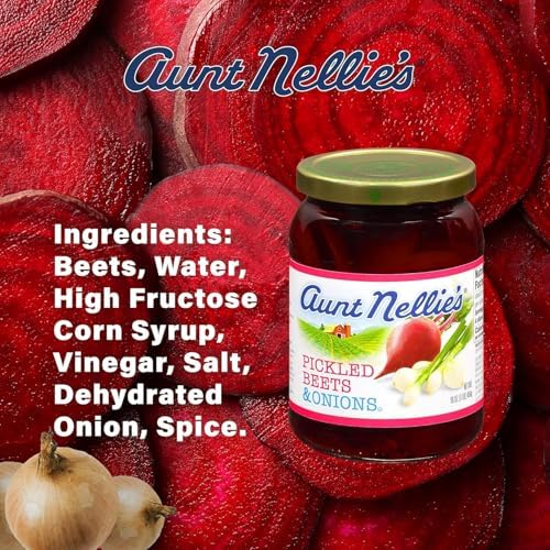 Aunt Nellie’s Pickled Beets & Onion | Tangy, Earthy, Sweet and Delicious | Deep Vibrant Ruby Red-Purple | Grown & Made in USA | Smoothies, Salads, Side Dishes (16 oz, 2-Pack)