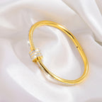 Stainless Steel Oval Shape Rhinestone Bangle Bracelet；love bracelet for women