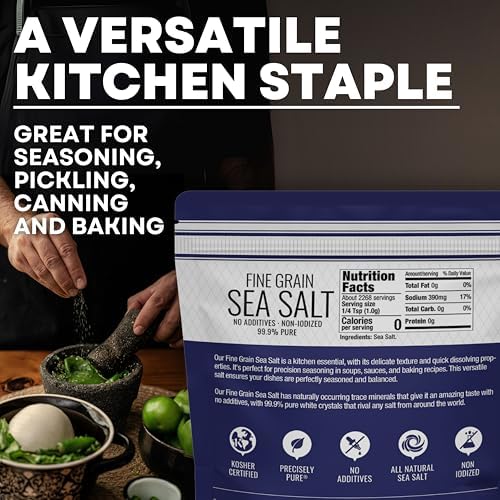 Fine Grain Sea Salt from Baja California, Replacement for Table Salt, Non-Iodized, All-Natural, No Additives (5 lb Bag)