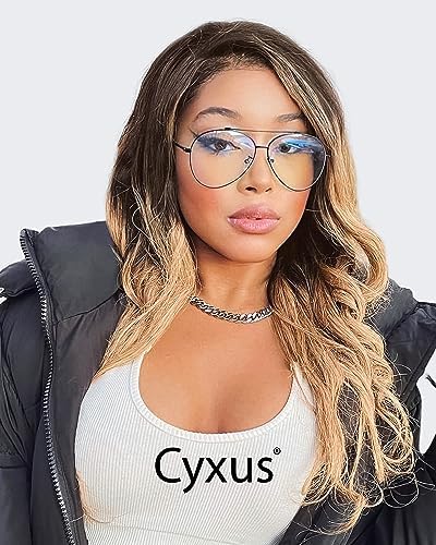 Cyxus Davos French Ma-con Style Aviator Glasses Blue Light Blocking Eyeglasses for Computer UV Protection Anti Eyestrain 8805