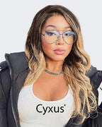 Cyxus Davos French Ma-con Style Aviator Glasses Blue Light Blocking Eyeglasses for Computer UV Protection Anti Eyestrain 8805