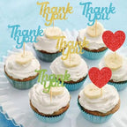 Thank You Cupcake Toppers Set: Birthday Party Decorations for Baby Shower Wedding Birthday Retirement 36pcs Cupcake Picks with Thank You Message