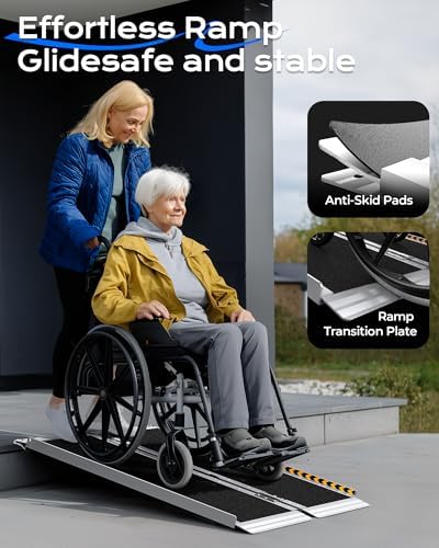 Portable Wheelchair Ramp 3FT, Non-Skid Aluminum Ramps for Wheelchairs for Home Steps, 800 LBS Capacity Handicap Ramp for Doorway, Threshold,Front Porch, Entry, Stairs 36" Lx 29.2" Wx2H