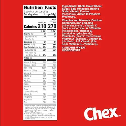 Wheat Chex Breakfast Cereal, Homemade Chex Mix Ingredient, Family Size, 19 oz