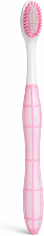 Soft Manual Toothbrush for Daily Teeth Cleaning | Extra Gentle Bristles with Comfort Grip Handle | Single Pack (Pink)
