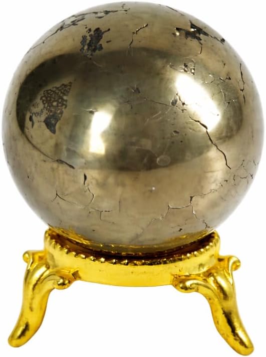 Wholesale Gem Shop Natural Quartz Pyrite 40-45 mm Ball Sphere Gemstone A+ Hand Carved Crystal Altar Healing Devotional Focus Spiritual Chakra Cleansing Metaphysical Gift for Men Women