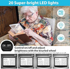 Rechargeable 5X Magnifying Glass for Reading, Large Bright Full Page Magnifier with Light, Handheld LED Dimmable Lighted, Lightweight Book Magnifier for Reading Small Prints Seniors Low Vision