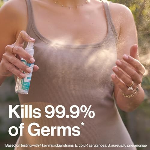 The Honest Company Plant-Based Hand Sanitizer Spray, Kills 99.9% of Germs, Hypoallergenic, Quick-drying, Moisturizing, Fragrance-Free, 2 fl oz