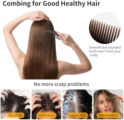 Dandruff Comb Wide Tooth, Stainless Steel Fine Tooth Lice/Psoriasis Scalp Detox Comb for Women, Men & Kids, Professional Portable Sweep/Massage/Clean Shower Brush Tool for Hair Care/Growth (Red)