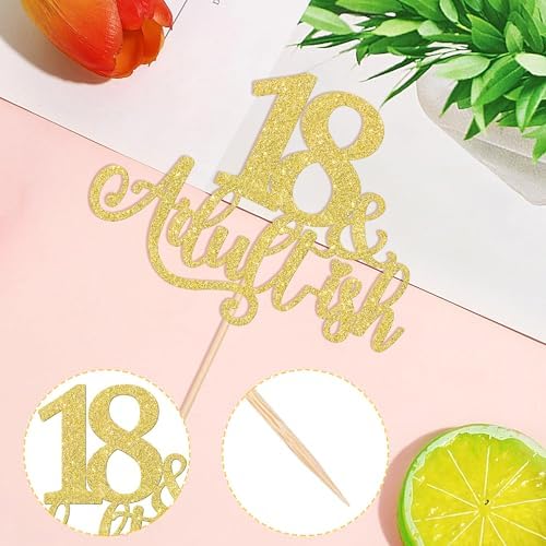 18 & Adultish Cake Topper Glitter 18th Birthday Cake Topper Happy 18th Birthday Party Cake Pick Time to Adult Eighteen 18 Cake Decoration 18th Birthday Decorations for Girls Boys Gold