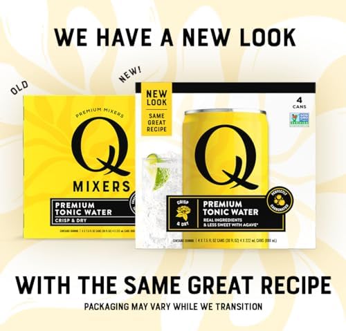 Q TONIC WATER with Real Quinine & Organic Agave - Ideal for Cocktails & Mocktails - Made with Real Ingredients, Perfectly Carbonated & Less Sweet - 45 Calories per Can - 7.5 Fl oz (Pack of 24)