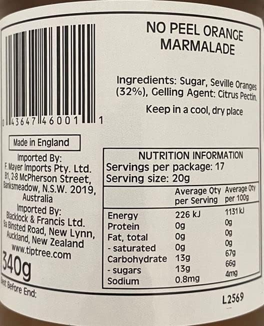 Tiptree No Peel Orange Marmalade - 340g (Pack of 2)