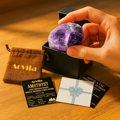 AOVILA Amethyst Natural Raw Crystals, Birthday Gifts for Women-Large 1.6-2" Rough Stones Crystal for Wicca Reiki Crystal Healing,Positive Energy, Unique Gifts for mom sisiter Men
