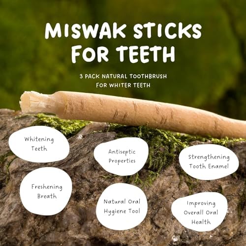 (2Pack) Miswak Sticks for Teeth, Natural Toothbrush, No Toothpaste Needed, Miswak Toothbrush Stick also known as Siwak Chew Sticks for Humans, Meswak