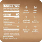 Organic Agave In The Raw Light Agave Nectar, 36 oz., Made With Blue Agave From Mexico, USDA Organic, Non-GMO Project Verified, Kosher Vegan and Low Glycemic Index