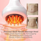 Lymphatic Drainage Massager & Anti Cellulite Massage Tool Helps Reduce Stretch Marks & Cellulite, Body Sculpting Machine For Legs, Arms & Belly with Microcurrent, Light, Heat & Vibration，With Body Oil