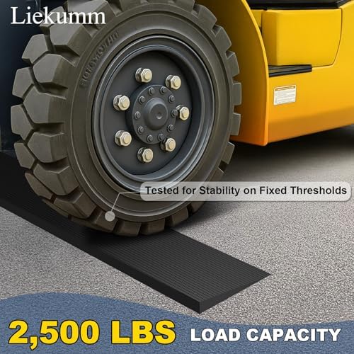 LIEKUMM 3/8" Rise Rubber Threshold Ramp for Doorways, 2500 lbs Heavy Duty Door Sill Ramp with Adhesive, Non-Slip Indoor Transition for Wheelchair, Walker & Robot Vacuum, Cuttable