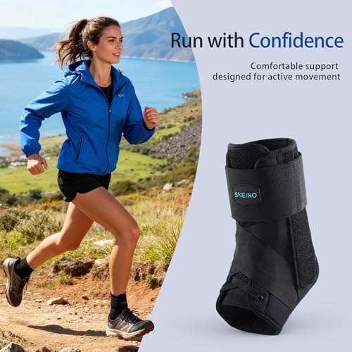 Ankle Brace for Women Men - Ankle Support Brace for Sprained Ankle, Ankle Stabilizer for Achilles, Tendon, Sprain, Injury Recovery, Lace up Ankle wrap for Running, Basketball, Volleyball (Ankle Brace, Large)