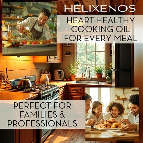 HELIXENOS High Oleic Sunflower Oil – Refined, Deodorized & Winterized, Non-GMO, Gluten-Free, Heart-Healthy Cooking Oil for Frying, Baking, Salad Dressing & Skincare – (169 Fl Oz x1)
