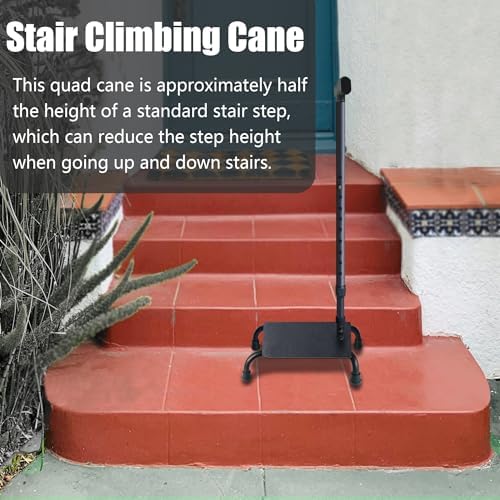 Aliseniors Adjustable Stair Climbing Cane for Seniors, 400 lbs Step Assist Aid for Walking Up & Down Stairs, Stability Walking Sticks and Mobility on Stairs, Stair Lift Walker Cane for Balance