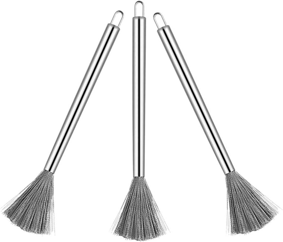 3pcs Stainless Steel Pot Cleaner Brush Set 20cm Kitchen Scrubber Wire Brush for Wok and Pan Cleaning Household Kitchen Supplies