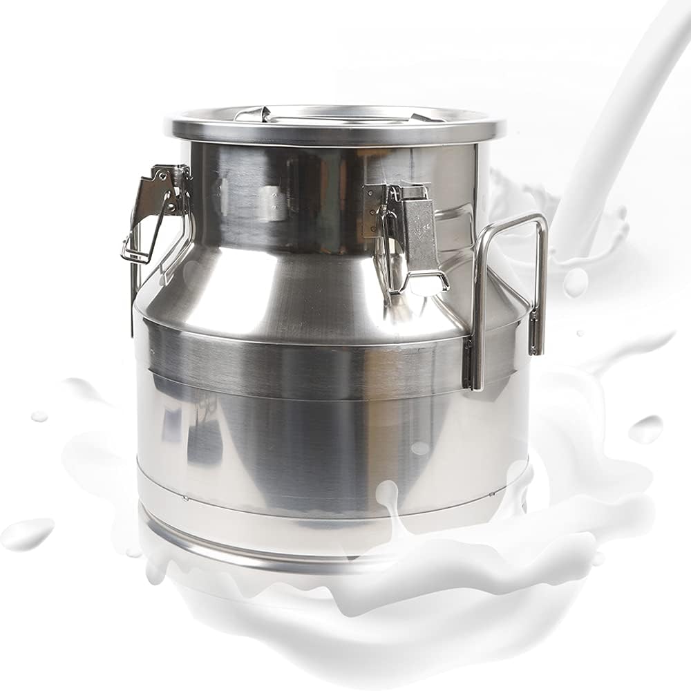 12L 3.16 Gallon Milk Can Stainless Steel Milk Bucket Wine Pail Bucket Versatile Milk Can Wine Bucket Liquid Storage Milk Transport Can Tote Jug with Sealed Lid Heavy Duty and Carry Handle