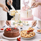 Adorox Elegant Cake Knife and Server Set Stainless Steel with Crystal Handle - Perfect for Weddings Anniversaries,and Special Celebrations (Sliver)